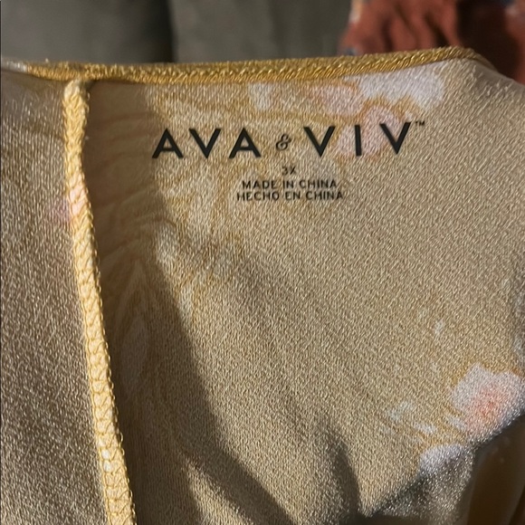 Ava & Viv Mustard Yellow Floral Dress - Picture 2 of 3